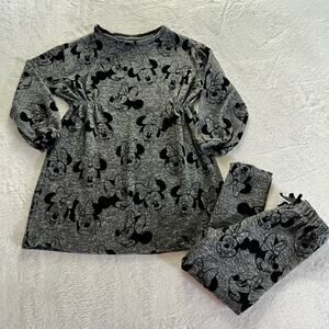 Zara Kids Disney Baby Collaboration Black Minnie Mouse Dress & Pants Set Sz 3-4